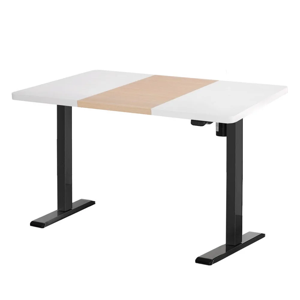 120cm Motorised Standing Desk Sit Stand Desks - White & Pine