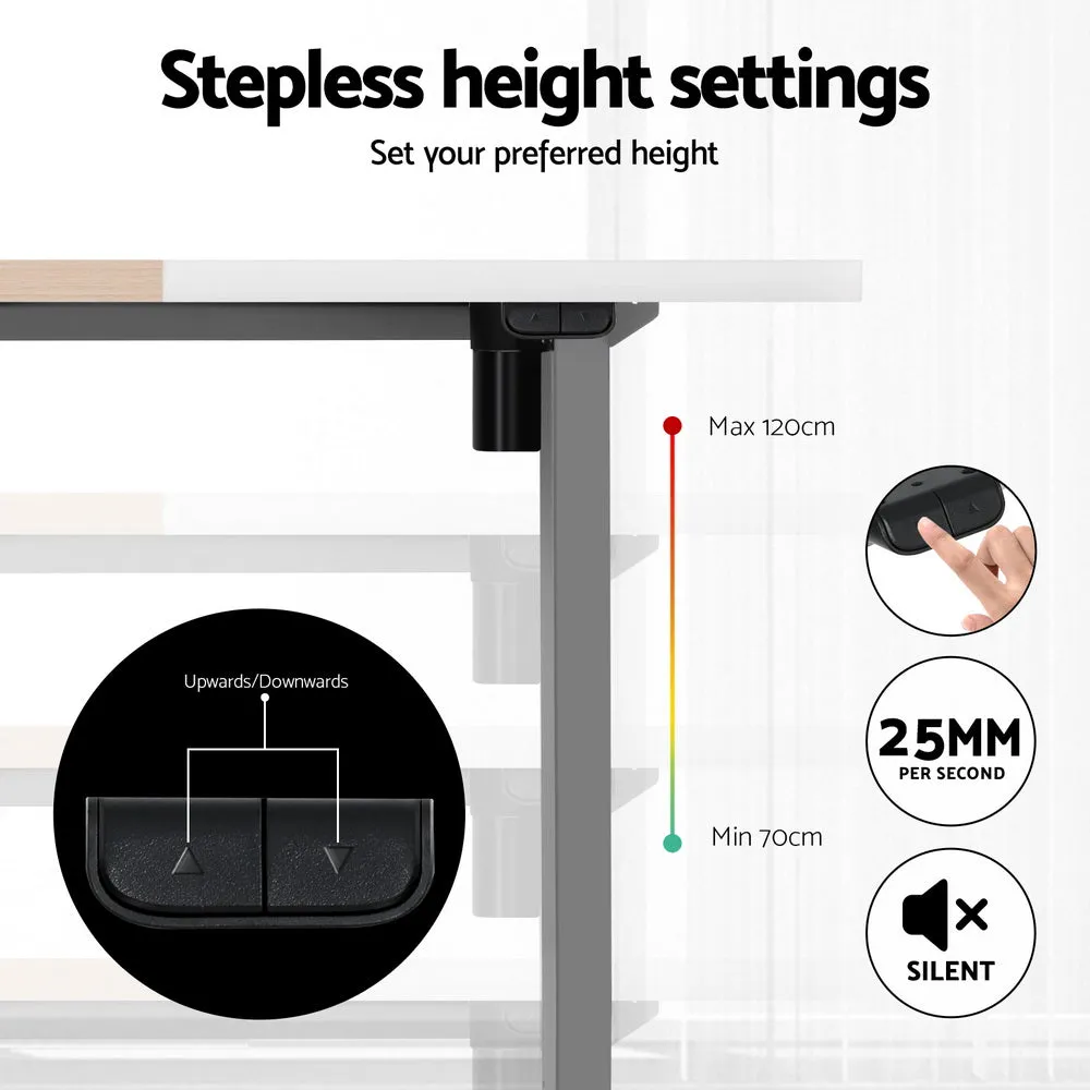 120cm Standing Desk Electric Sit Stand Desks - White & Pine