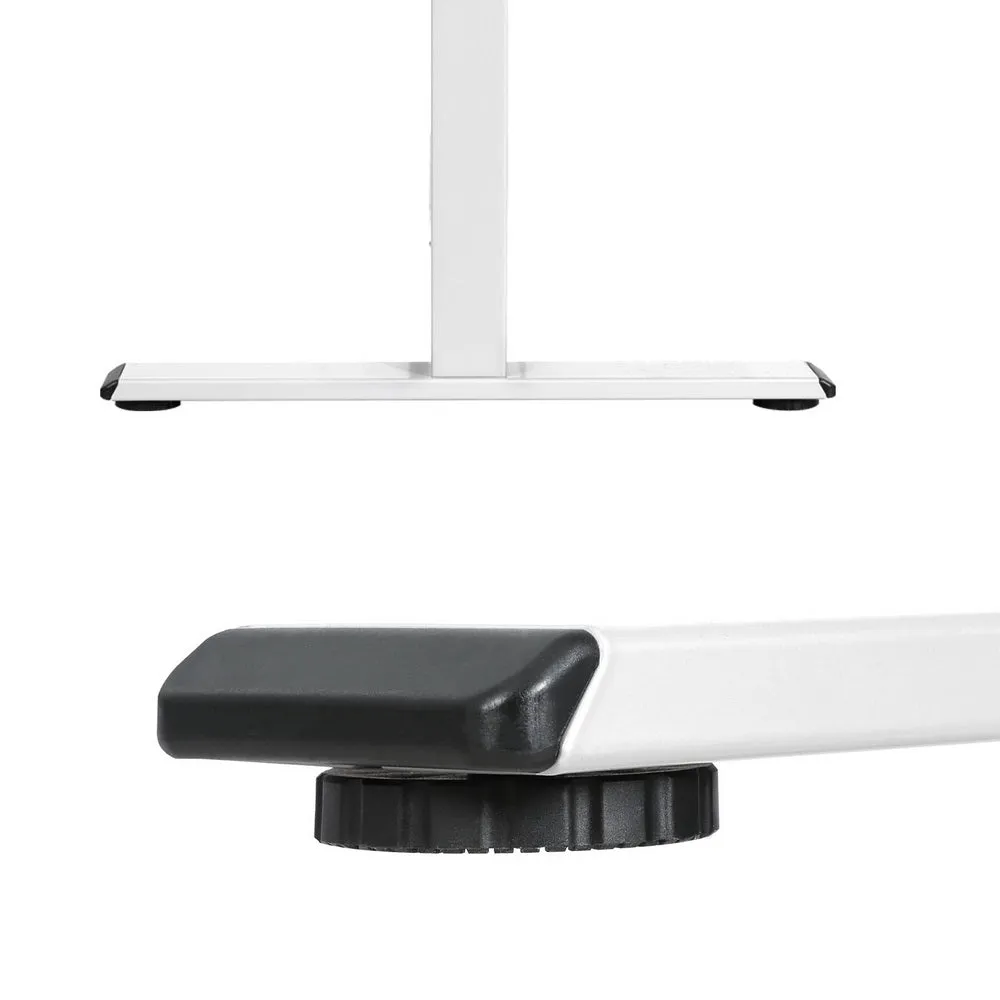 120cm Standing Desk Motorised Dual Motor - White & Pine