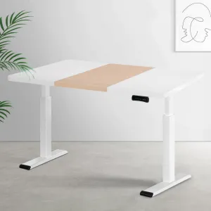 120cm Standing Desk Motorised Dual Motor - White & Pine