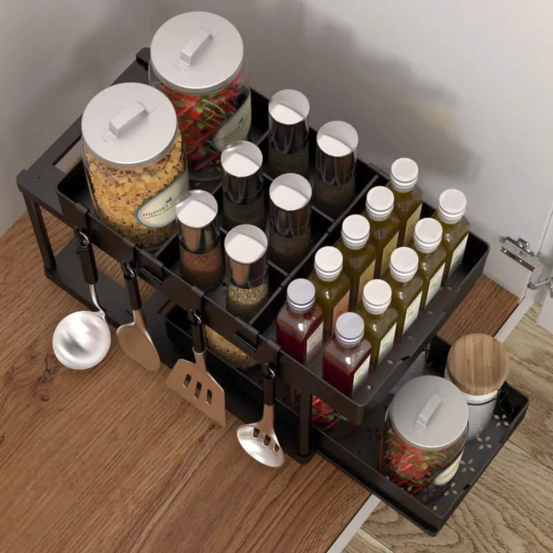 2-Tier Kitchen/Under-Sink Slim Pull Out Sliding Storage