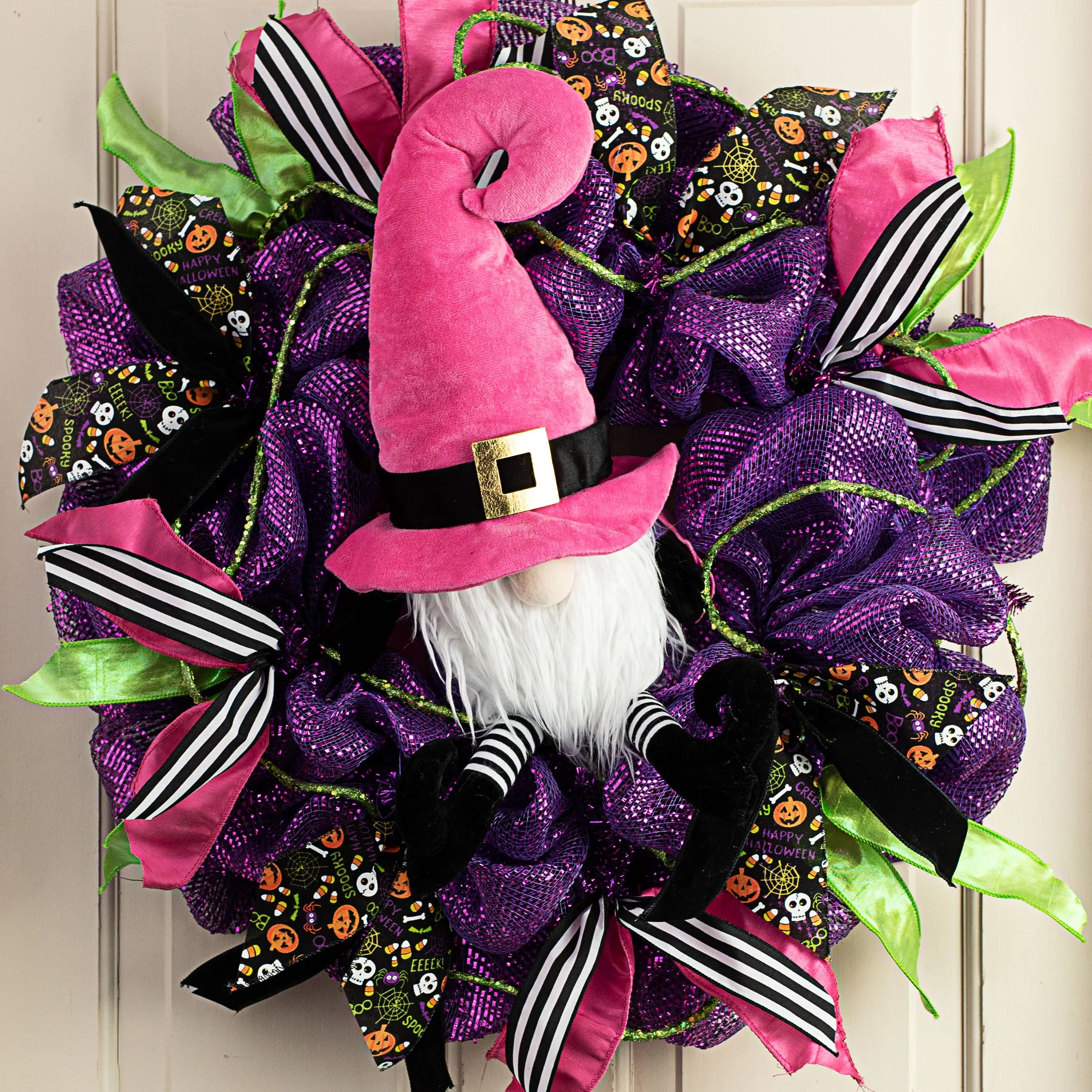 22" Plush Witch Gnome: Pink & Black