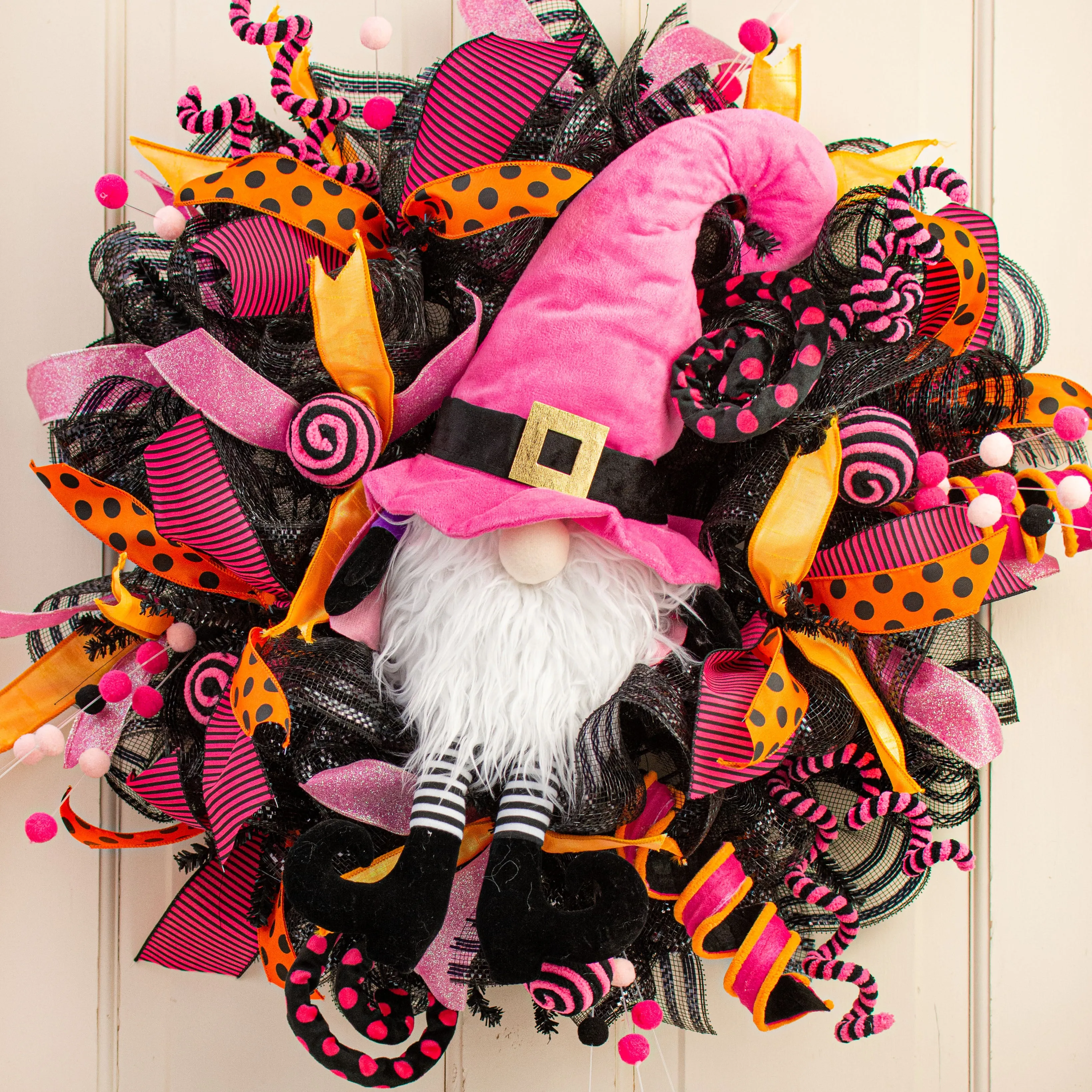 22" Plush Witch Gnome: Pink & Black