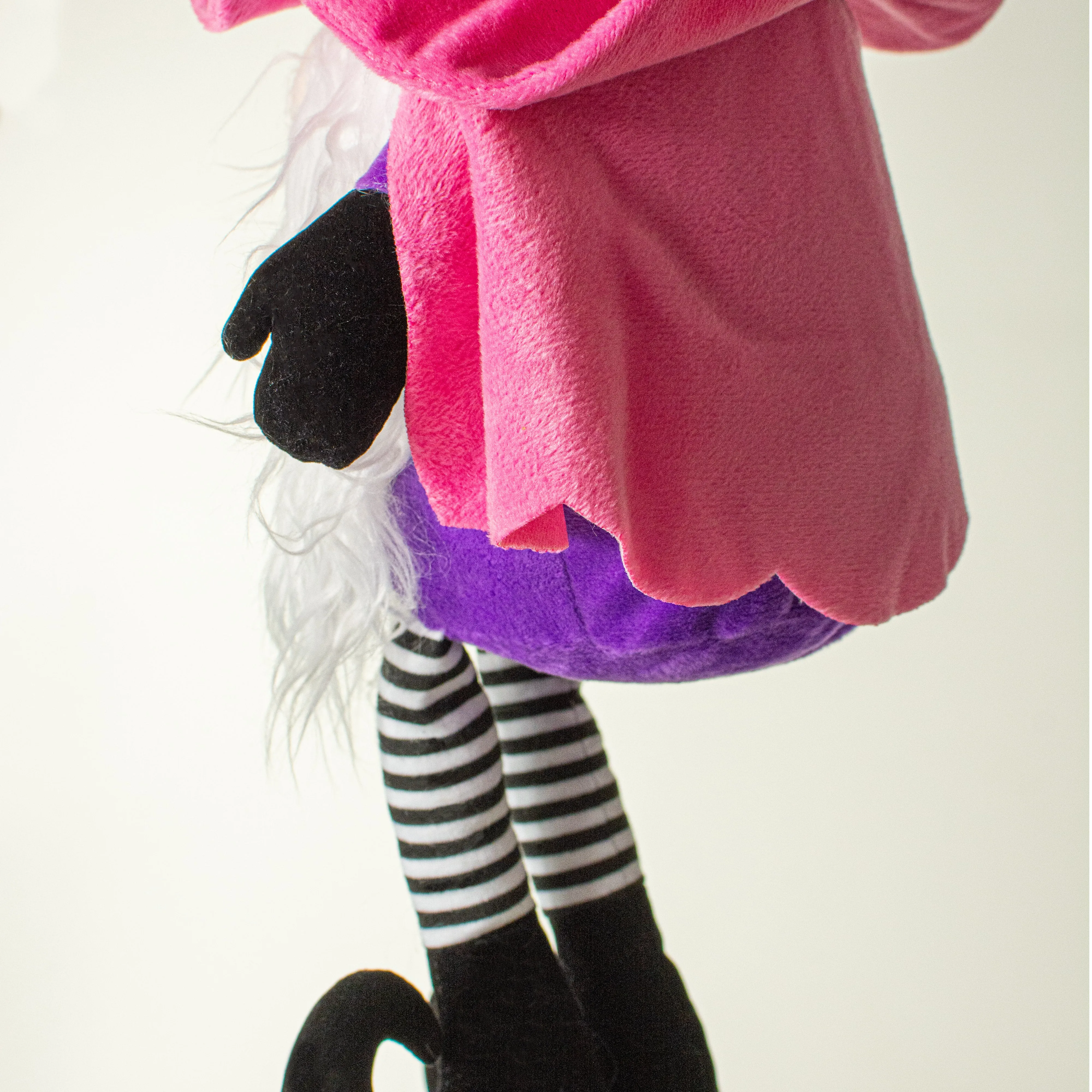 22" Plush Witch Gnome: Pink & Black