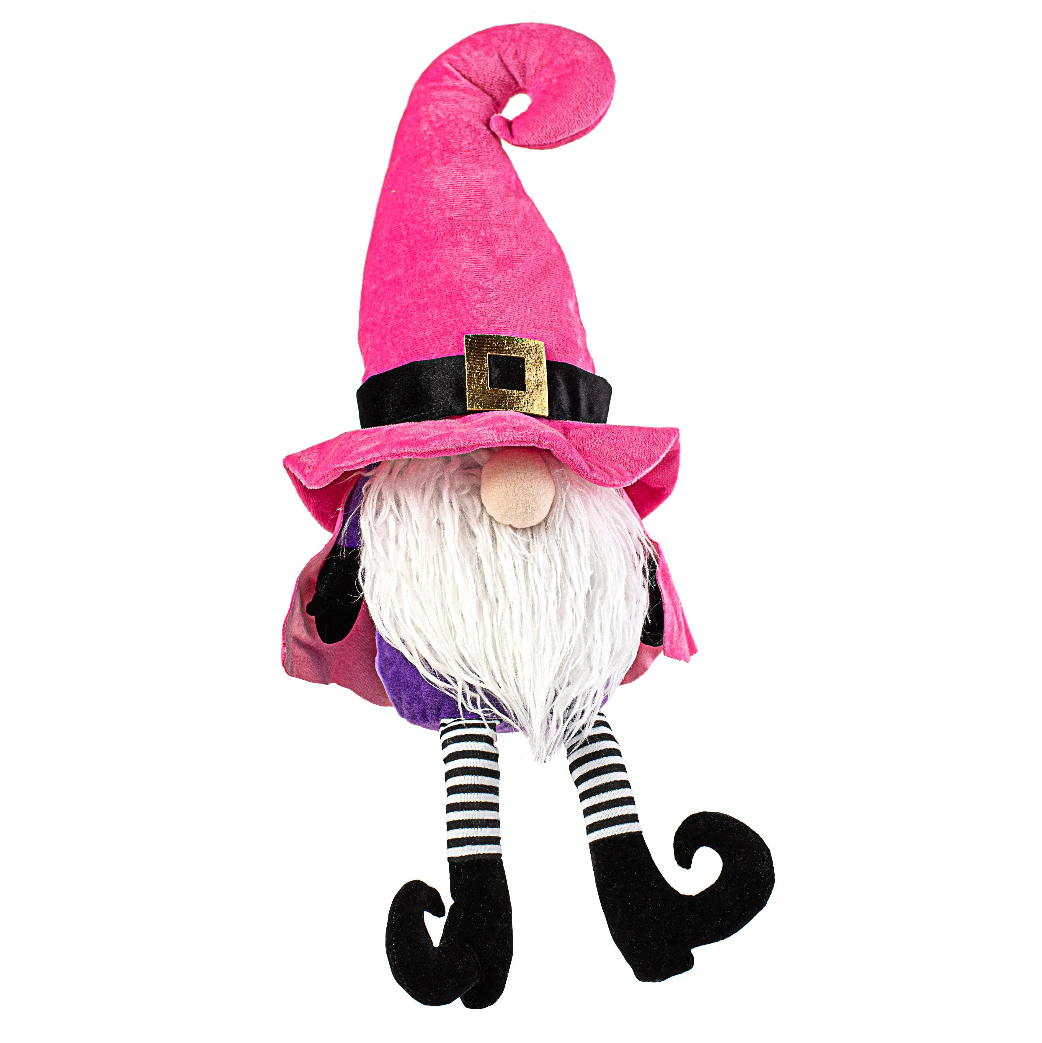 22" Plush Witch Gnome: Pink & Black