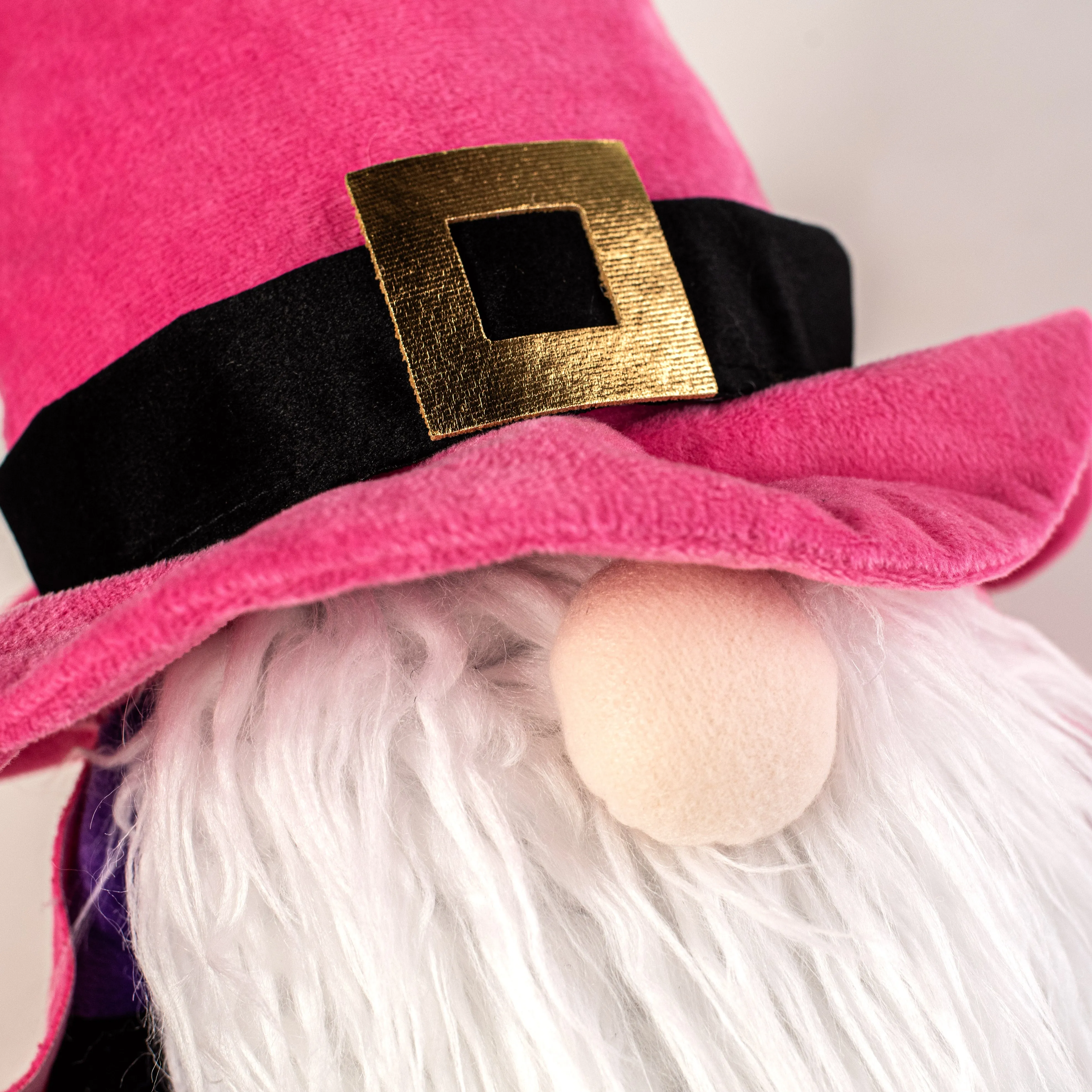 22" Plush Witch Gnome: Pink & Black