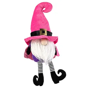 22" Plush Witch Gnome: Pink & Black