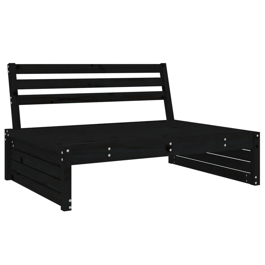 5 Piece Garden Lounge Set Black Solid Wood Pine