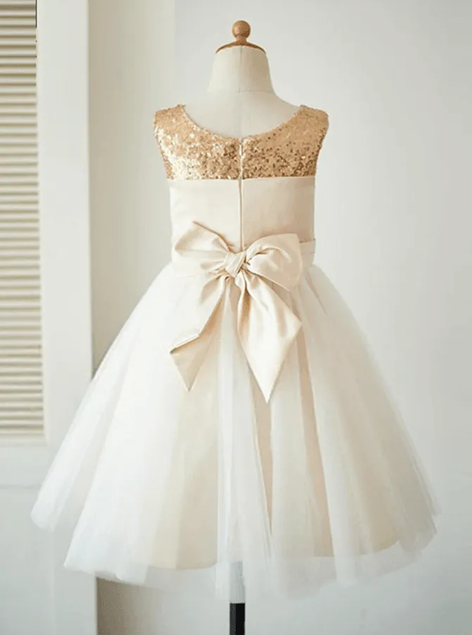 A-Line Crew Knee-Length Tulle Flower Girl Dress  FL04