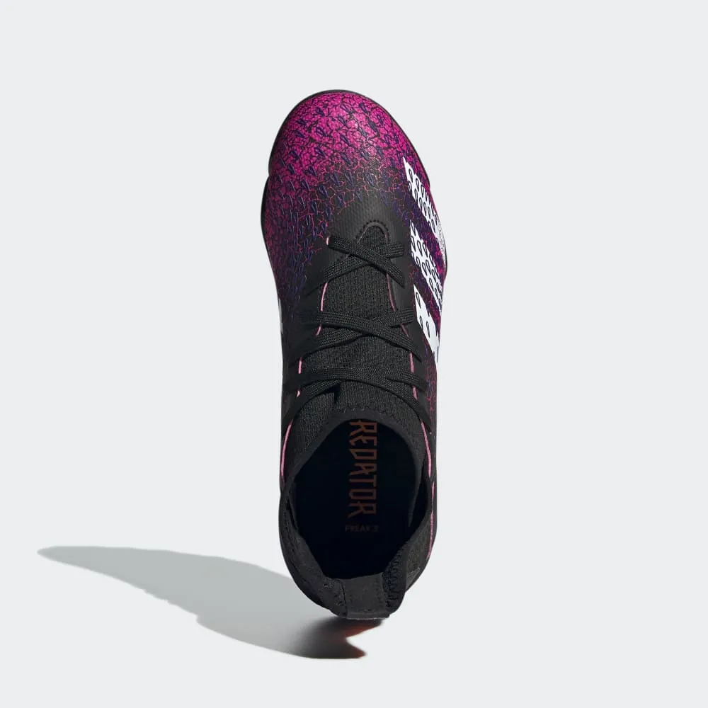 adidas Kid's Predator Freak 3 TF J Turf Football Boots Core Black / Cloud White / Shock Pink