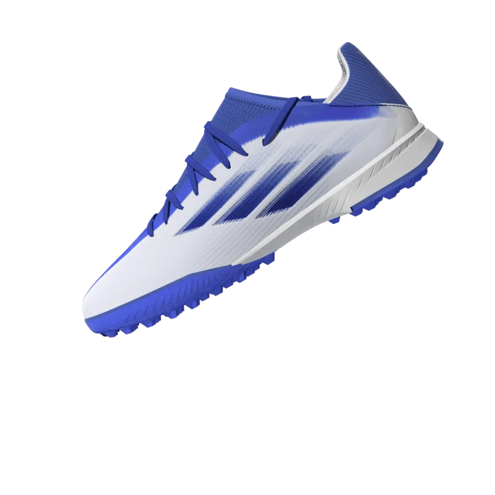 adidas Kid's X Speed Flow.3 TF J Turf Soccer Shoes White/Blue