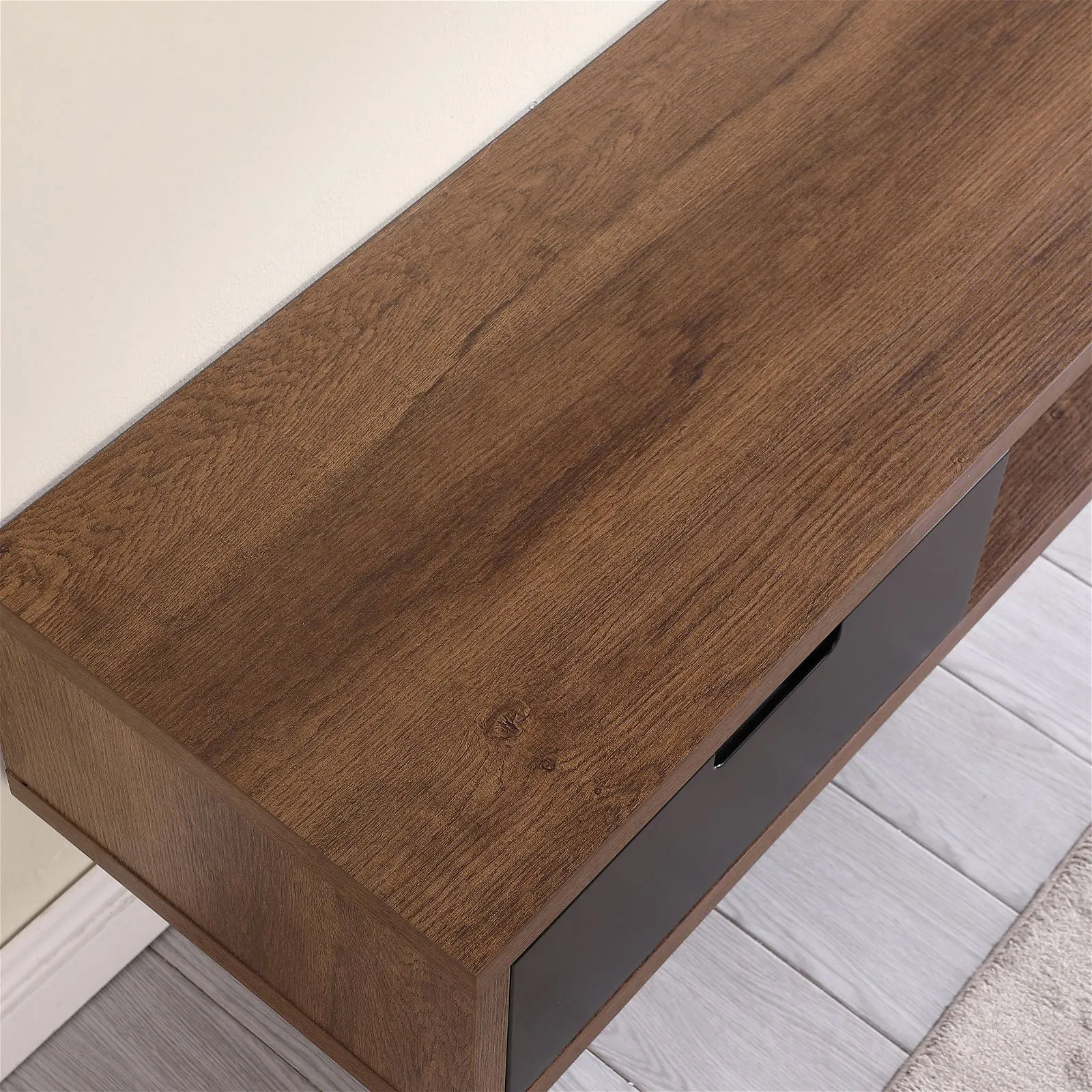 Air Entertainment Cabinet, Wall Mount TV Unit, 2000mm Dark Oak by Criterion