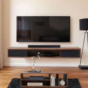 Air Entertainment Cabinet, Wall Mount TV Unit, 2000mm Dark Oak by Criterion