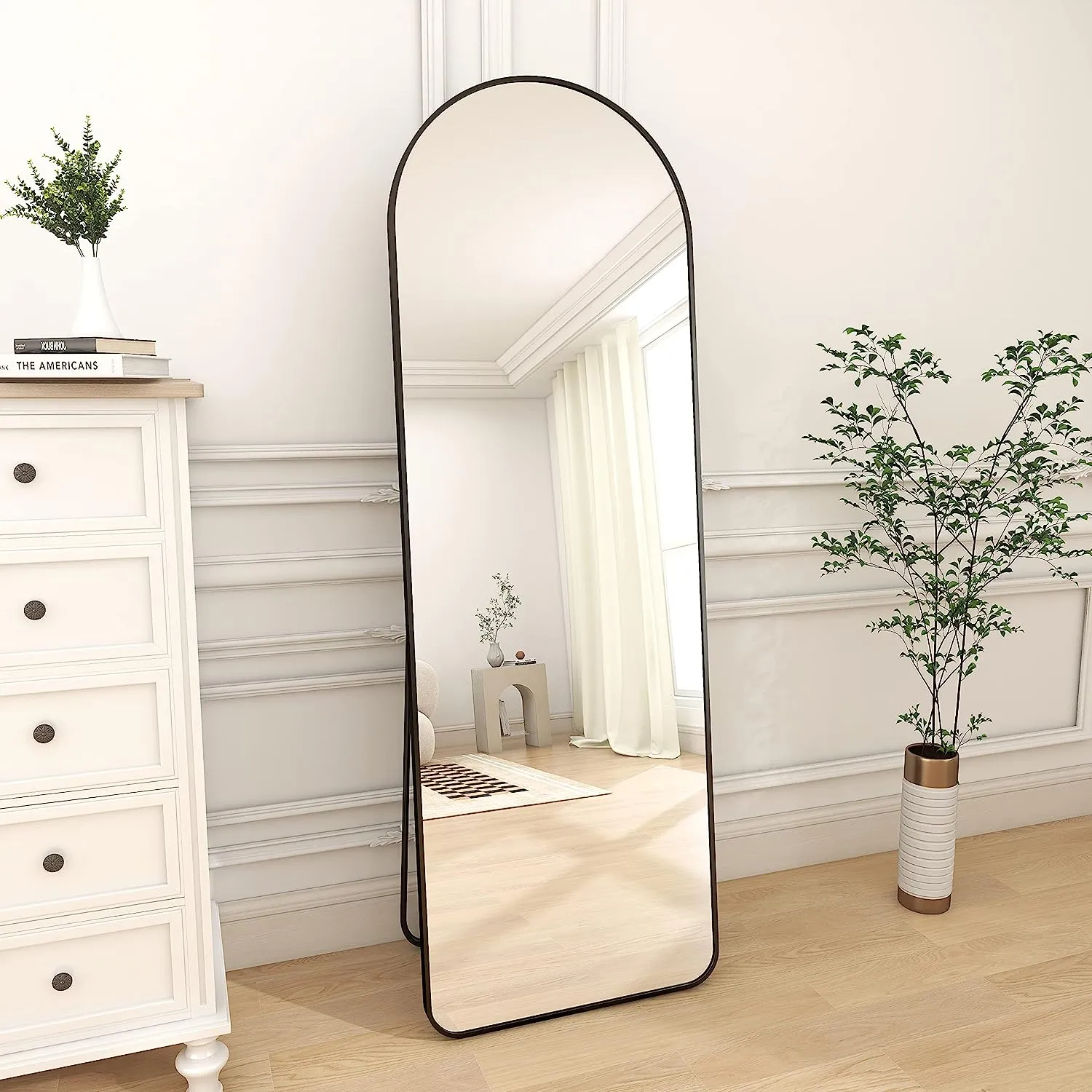 Aluminum Alloy Frame Arched Mirror 157x47cm