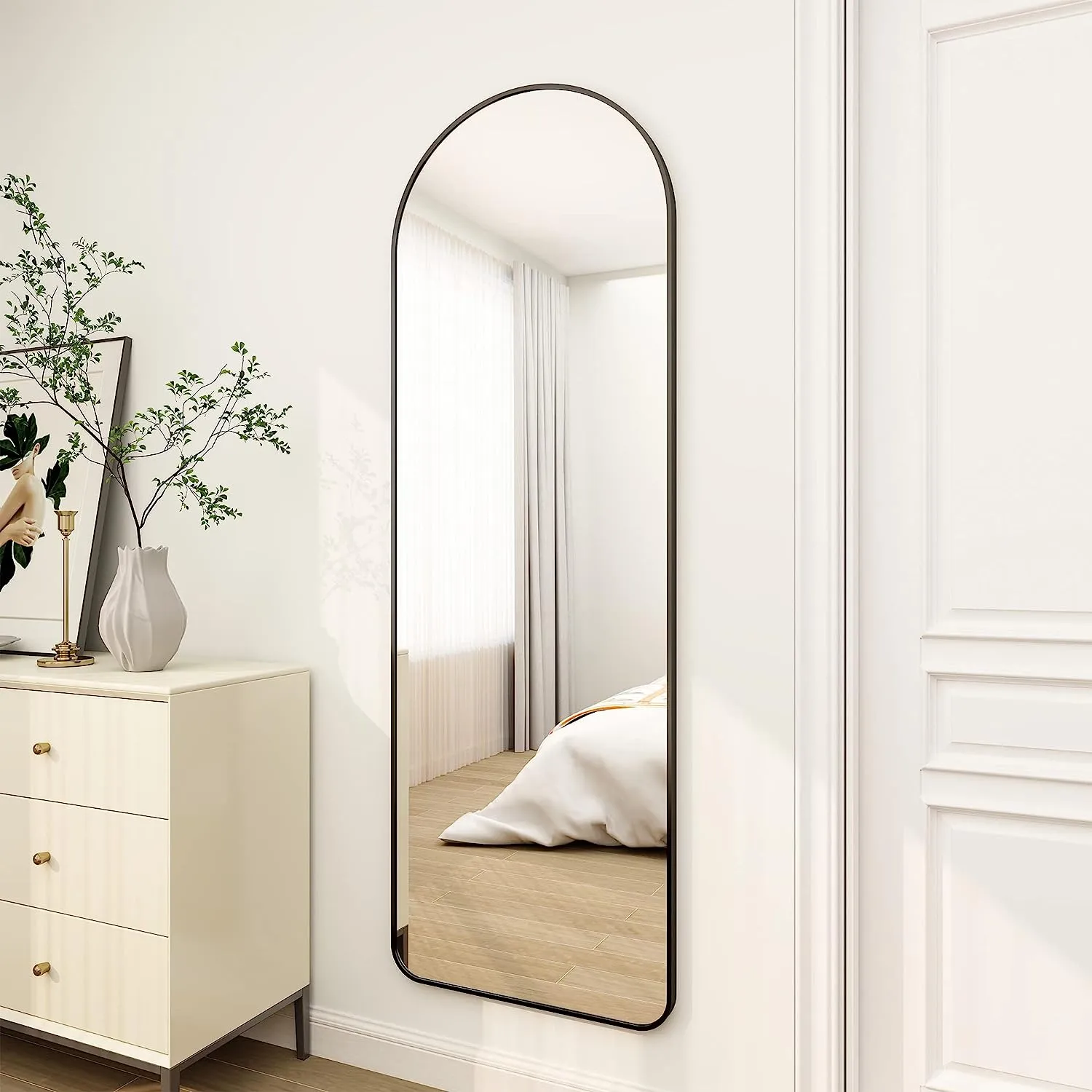 Aluminum Alloy Frame Arched Mirror 157x47cm
