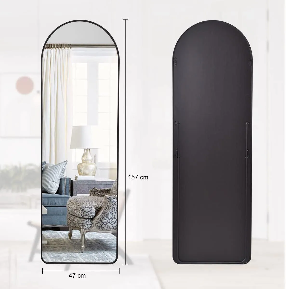 Aluminum Alloy Frame Arched Mirror 157x47cm