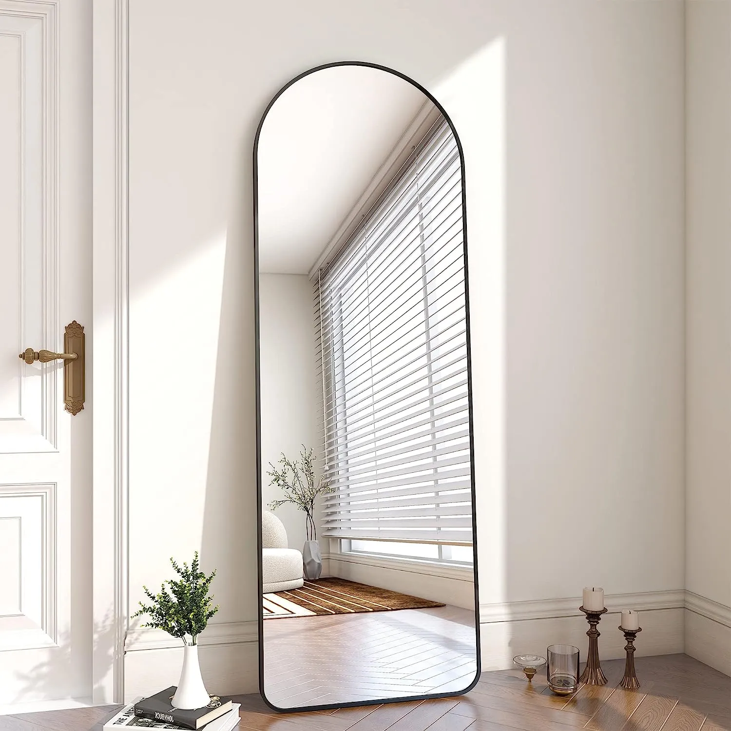 Aluminum Alloy Frame Arched Mirror 157x47cm