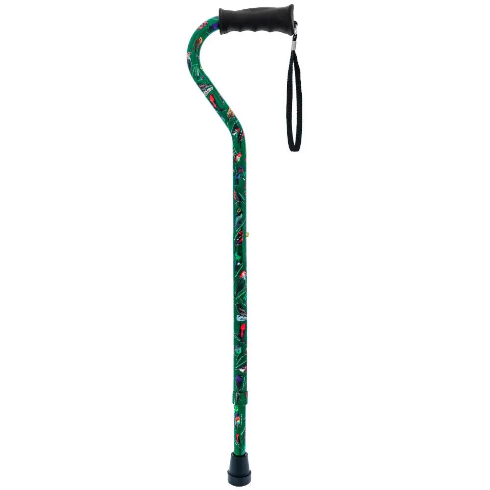 American Songbird Aluminum Adjustable Offset Walking Cane w/ SafeTbase