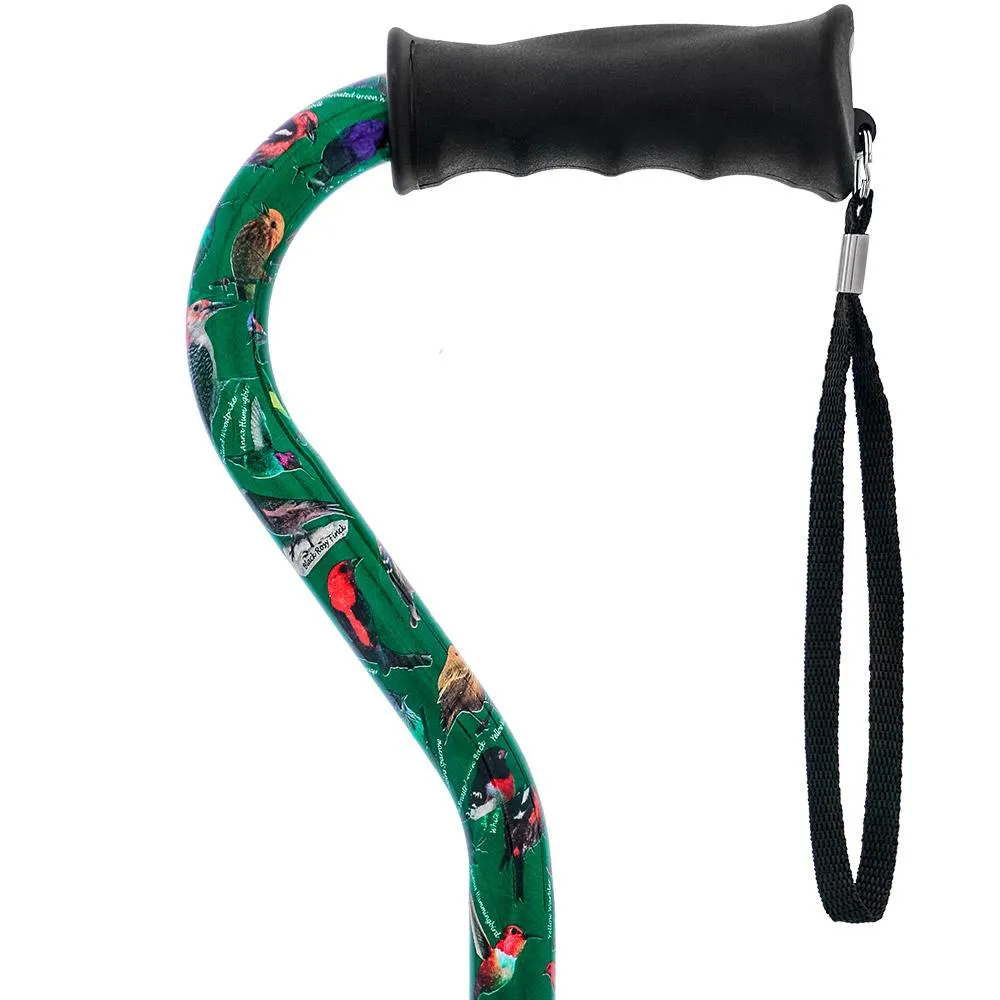 American Songbird Aluminum Adjustable Offset Walking Cane w/ SafeTbase