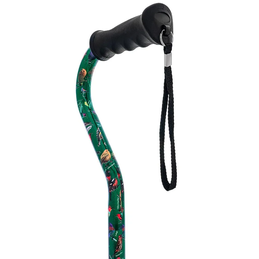 American Songbird Aluminum Adjustable Offset Walking Cane w/ SafeTbase