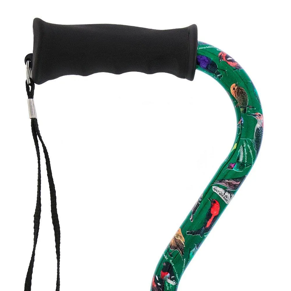 American Songbird Aluminum Adjustable Offset Walking Cane w/ SafeTbase