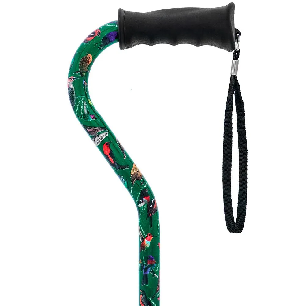 American Songbird Aluminum Adjustable Offset Walking Cane w/ SafeTbase