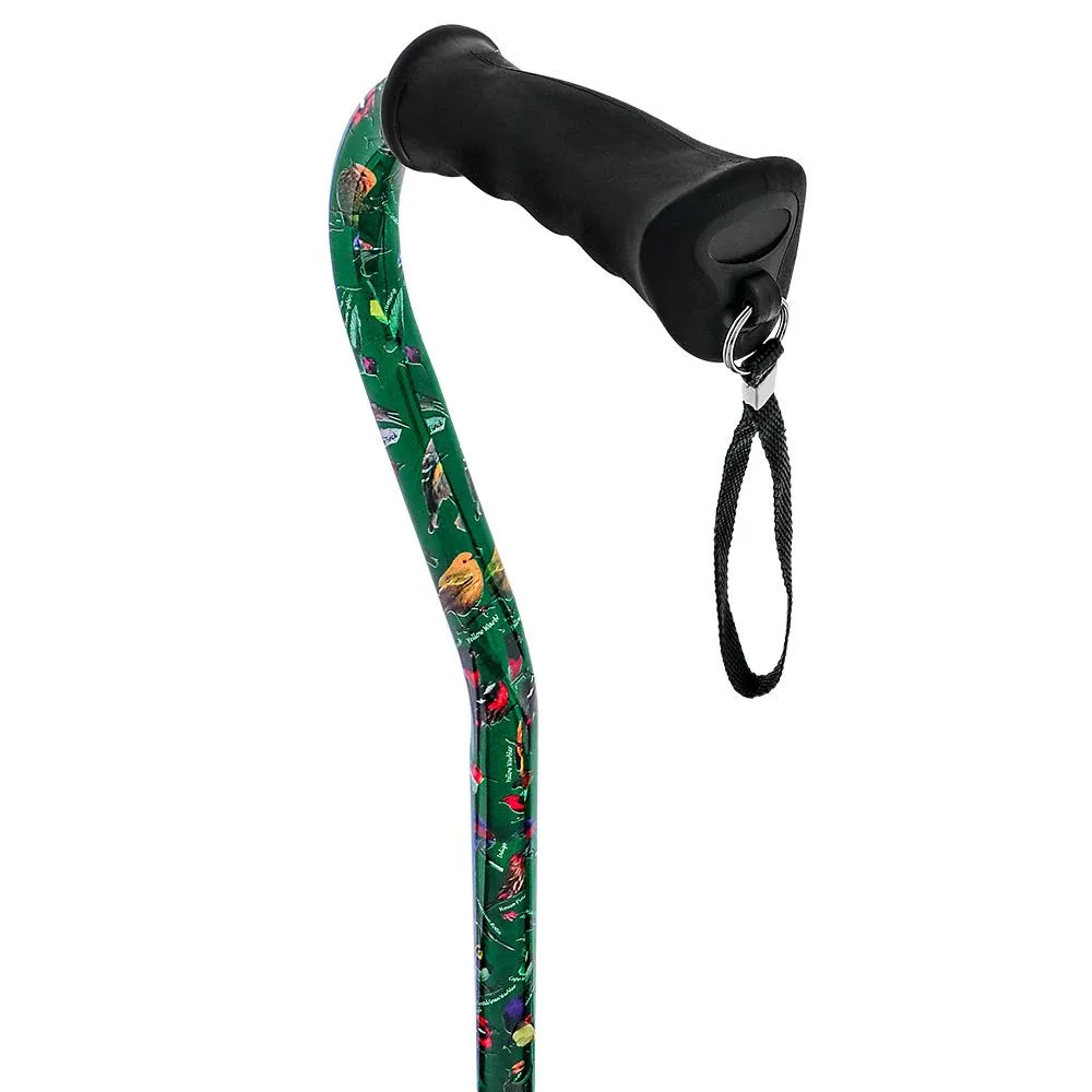 American Songbird Aluminum Adjustable Offset Walking Cane w/ SafeTbase