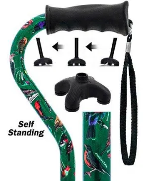 American Songbird Aluminum Adjustable Offset Walking Cane w/ SafeTbase