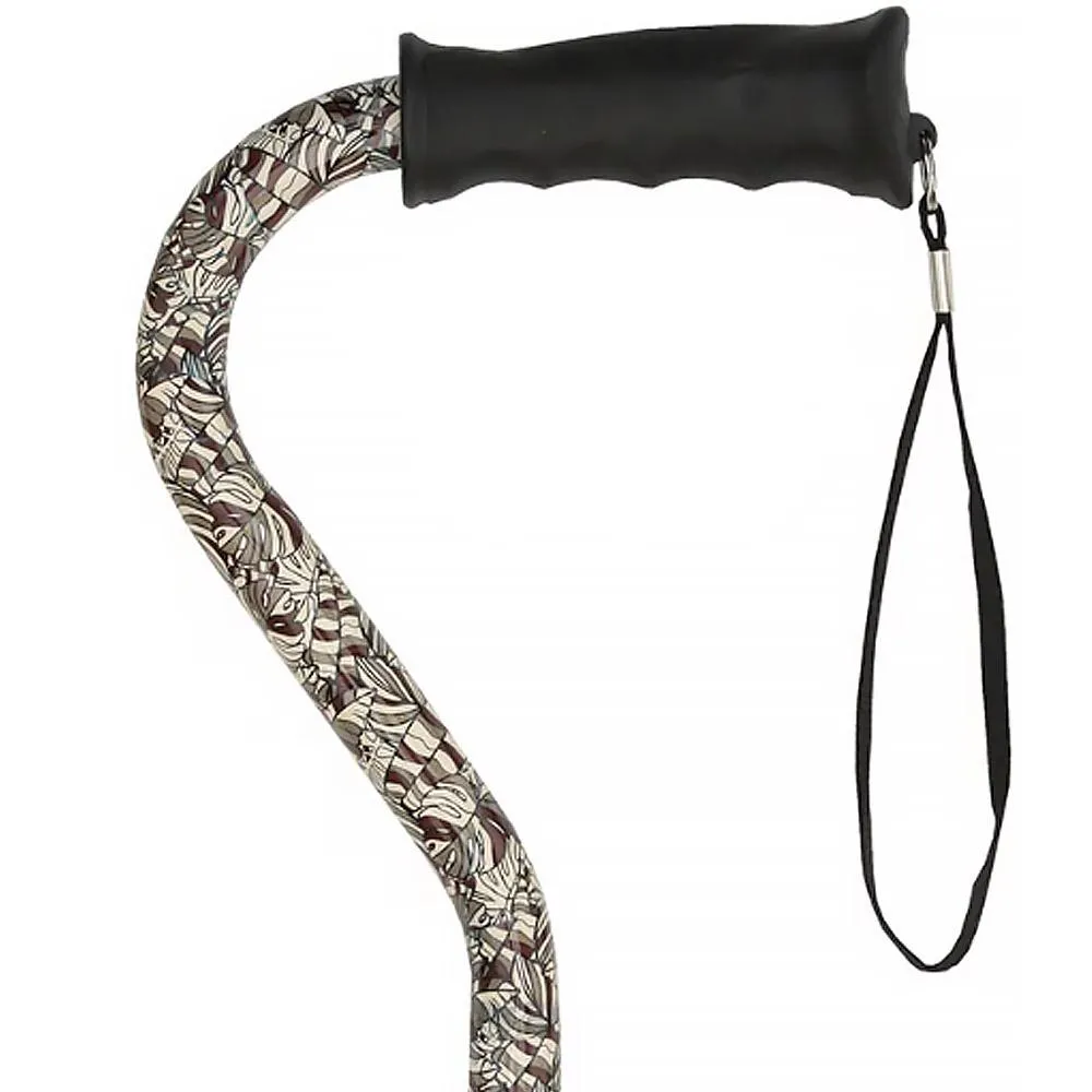 Bahama Leaf Adjustable Offset Walking Cane With Comfort Grip w/ SafeTbase
