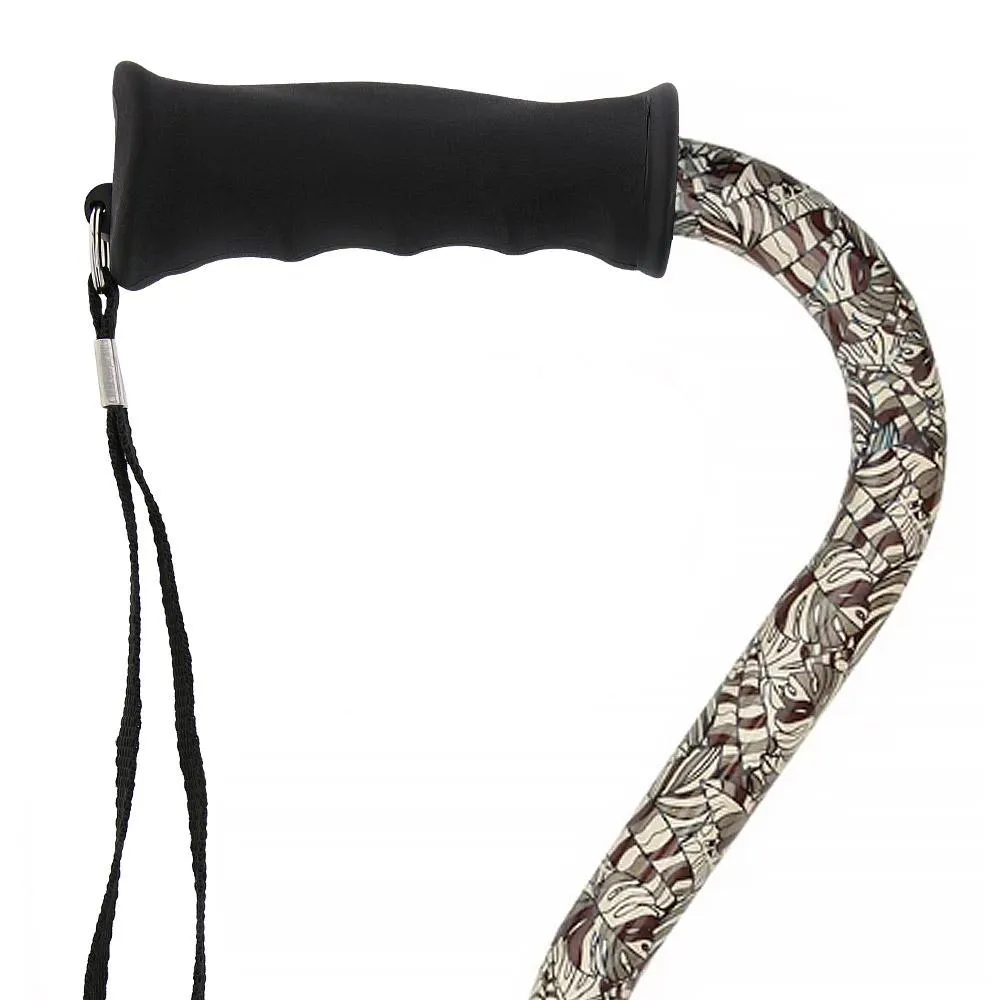Bahama Leaf Adjustable Offset Walking Cane With Comfort Grip w/ SafeTbase