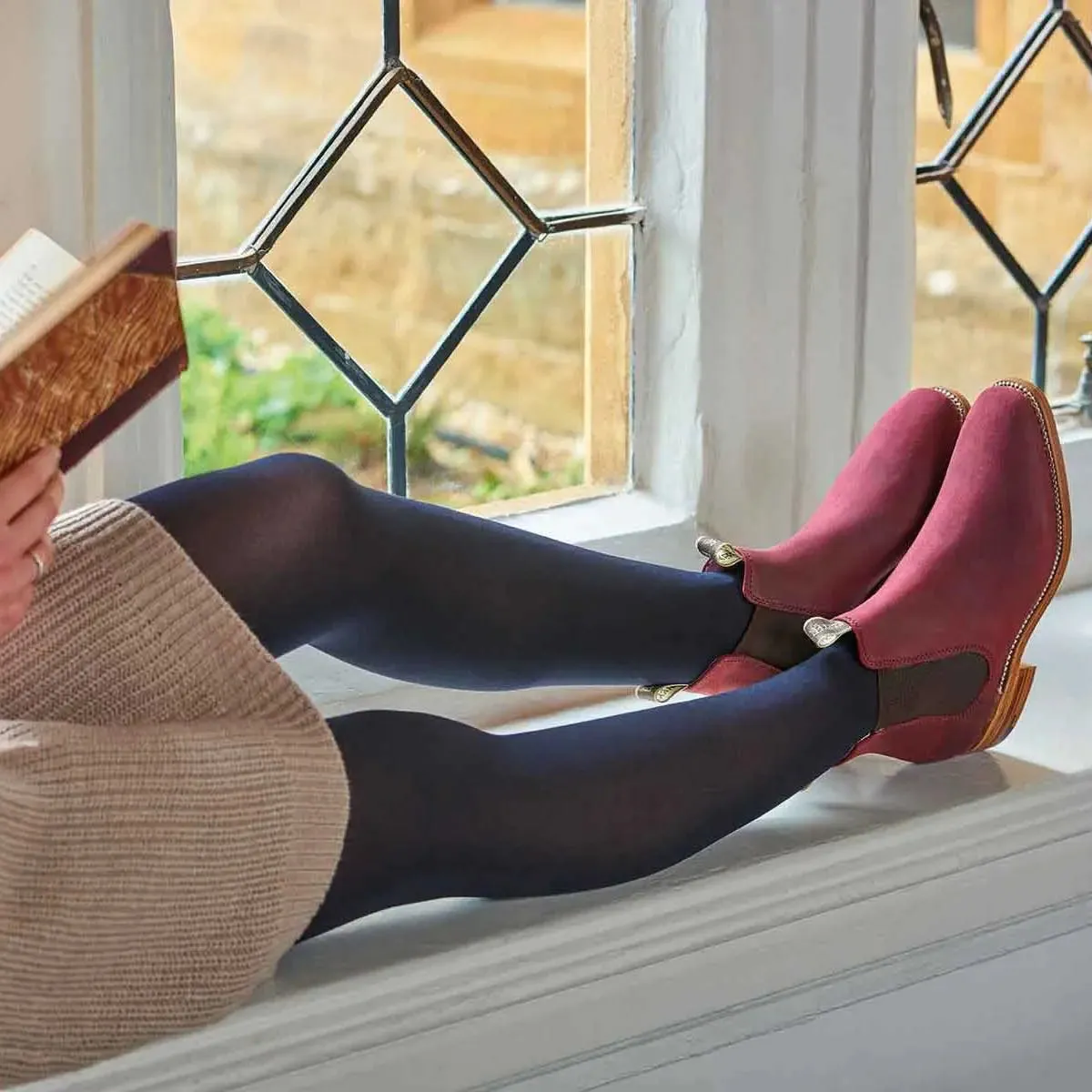 BARKER Gina Boots - Ladies Chelsea - Plum Waxy Suede