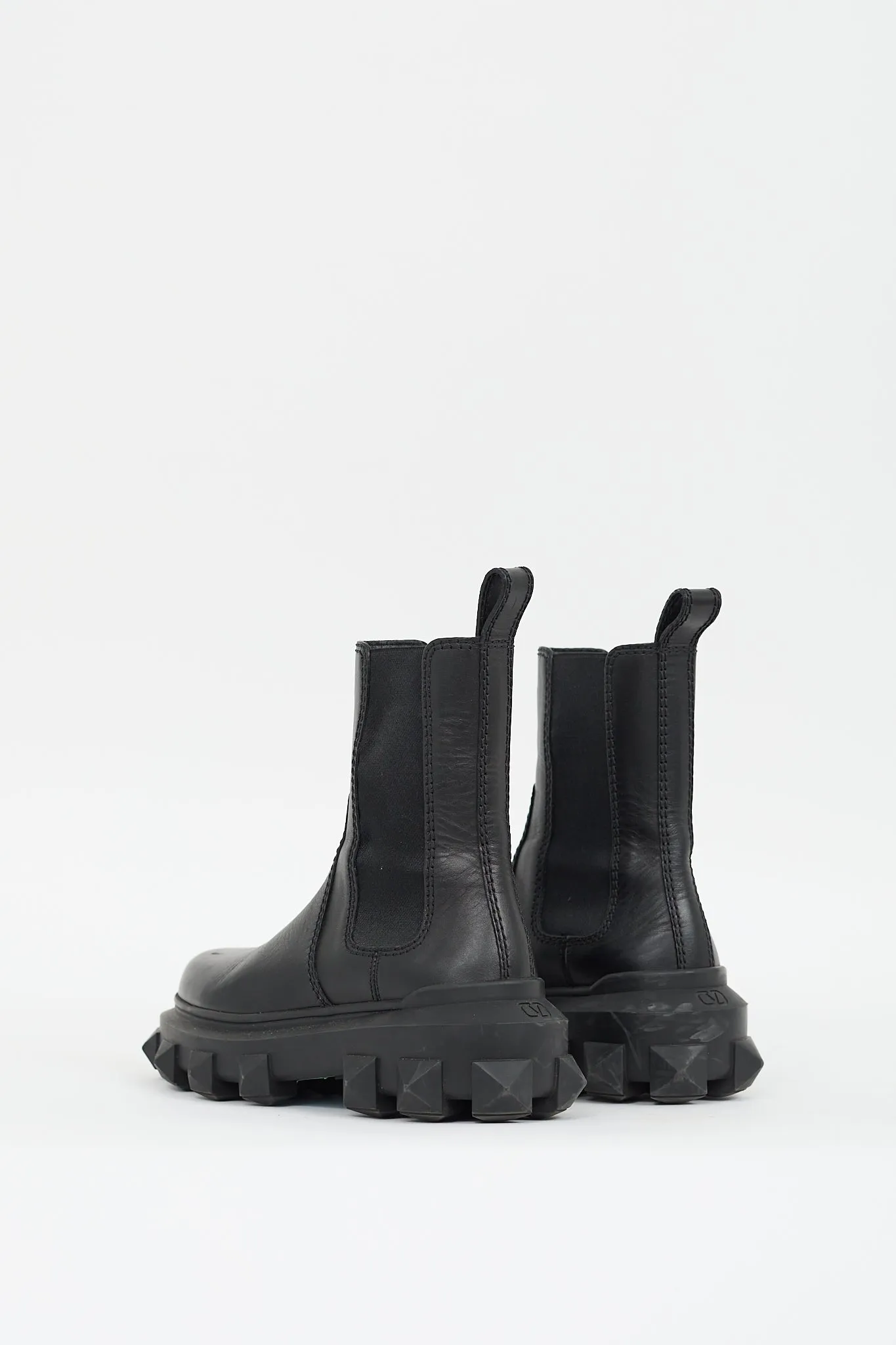 Black Leather Trackstud Beatle Boot