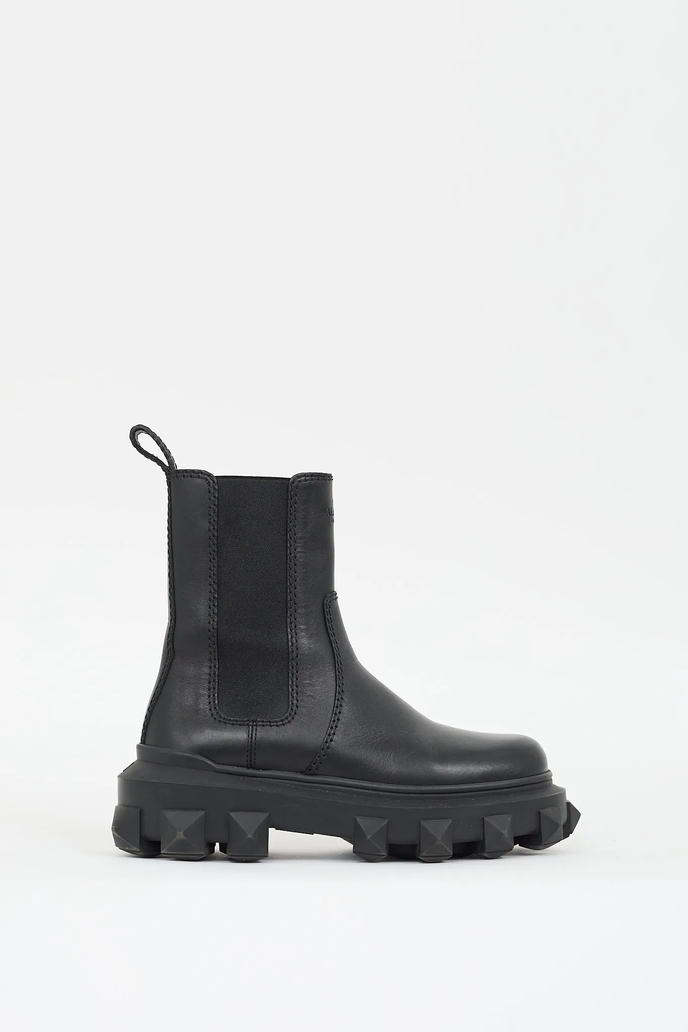 Black Leather Trackstud Beatle Boot