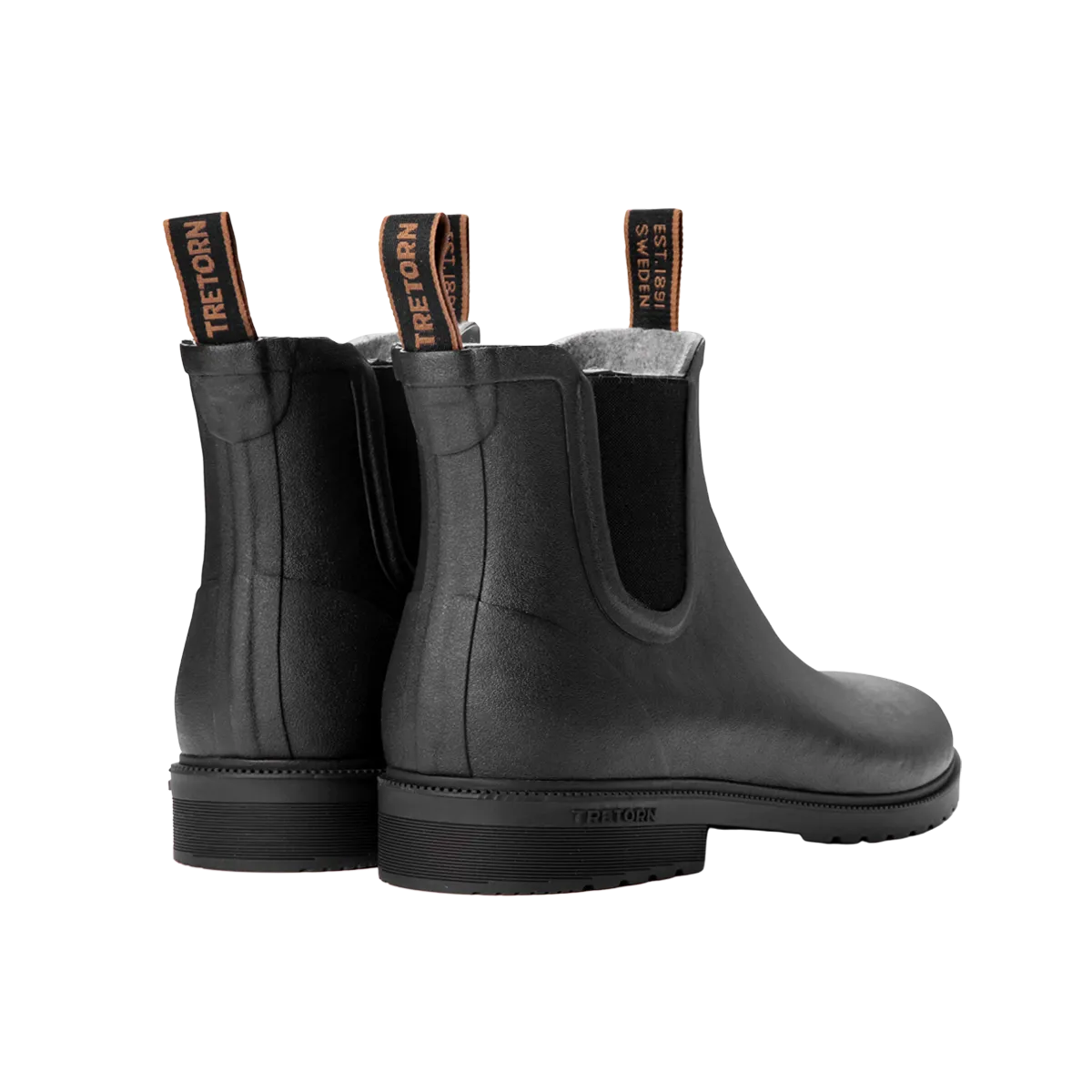 Black Rubber Wool Lined Chelsea Boots
