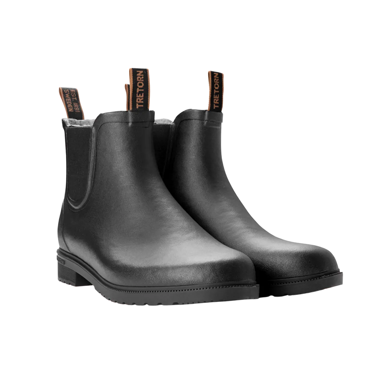 Black Rubber Wool Lined Chelsea Boots