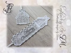 Bookmark with christmas house   Christmas decoration