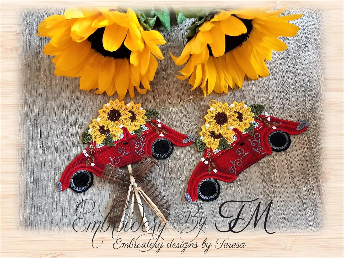 Car with sunflower/ two sizes