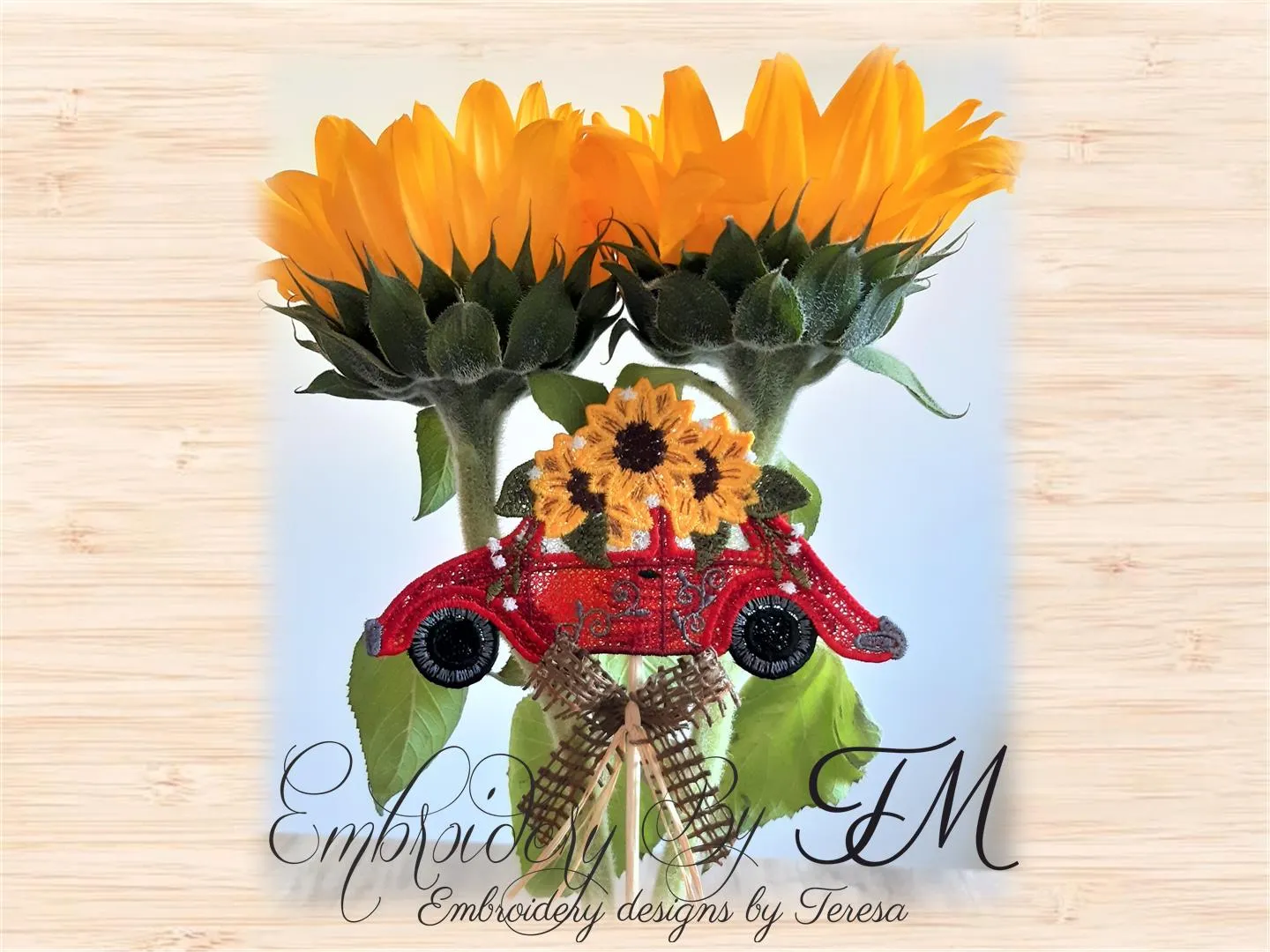 Car with sunflower/ two sizes