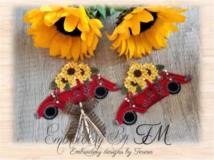Car with sunflower/ two sizes