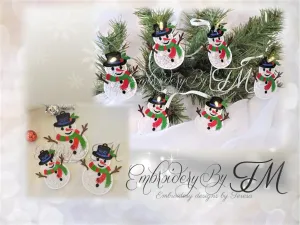 Colorful snowman lace / Christmas ornaments or lights / three sizes snowman decoration   1 size snowman lights/ 4x4 hoop