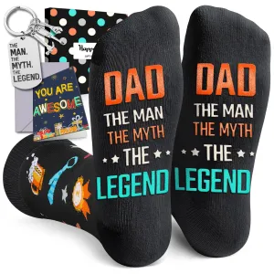 Cool Gifts For Dad Father Him - Dad Birthday Gifts, Father Gifts From Daughter Son, Fathers Day Socks Funny Dad Socks With Greeting Card Keychain