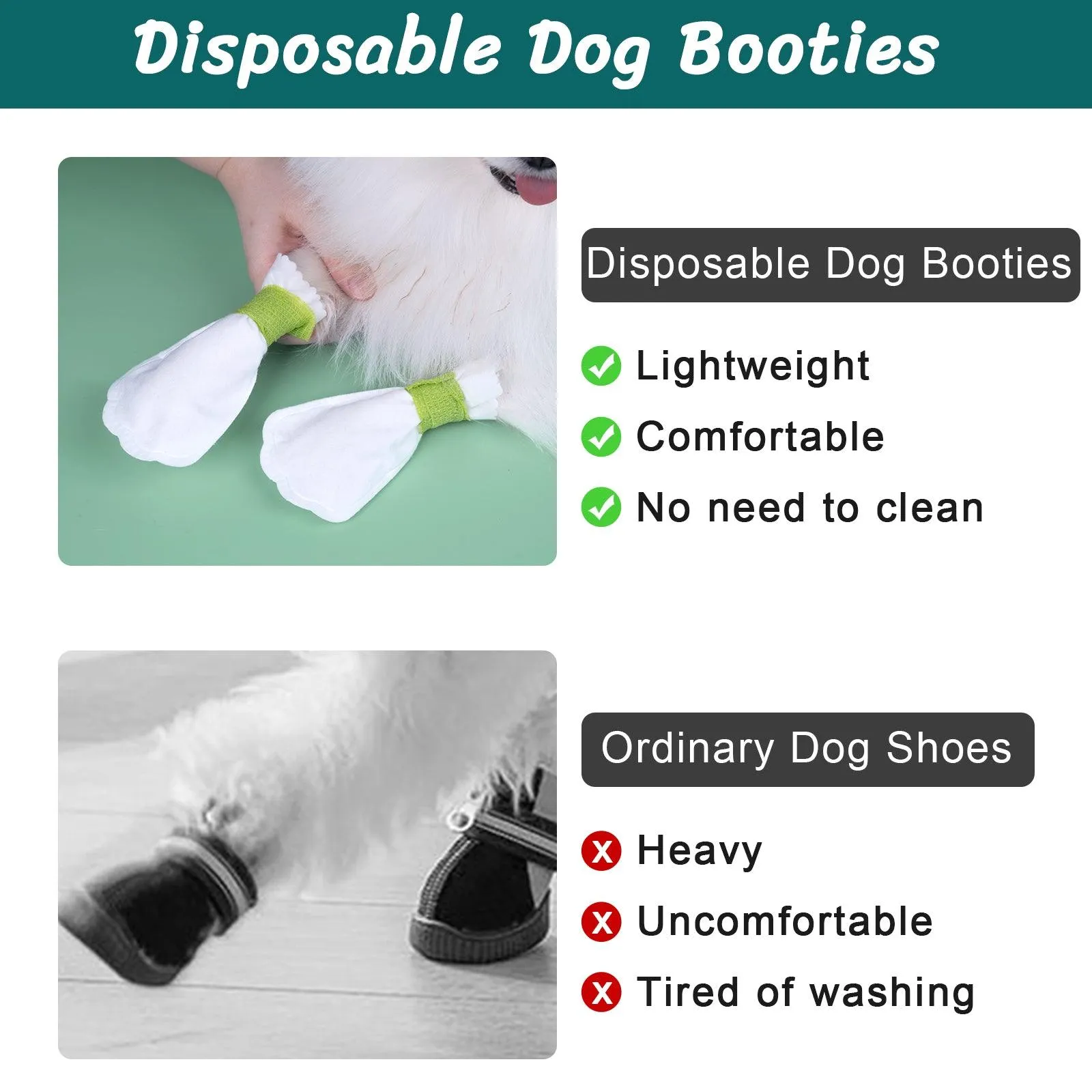 Disposable dog boots, keep your pet clean, waterproof outdoor, 1 Pack