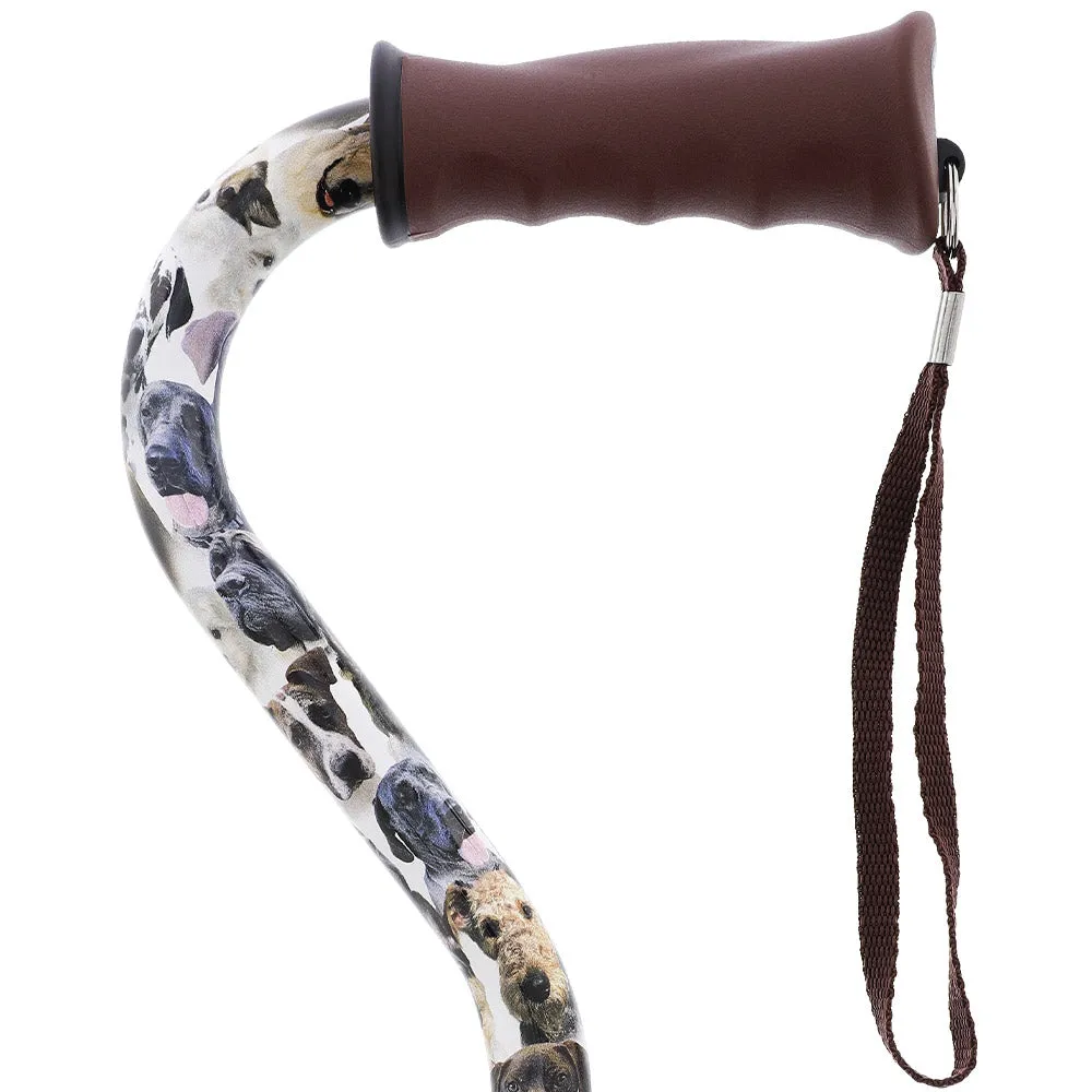 Dog Lovers' Offset Cane - Comfort Grip, Adjustable w/ SafeTbase