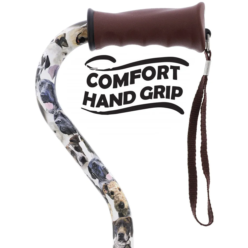 Dog Lovers' Offset Cane - Comfort Grip, Adjustable w/ SafeTbase