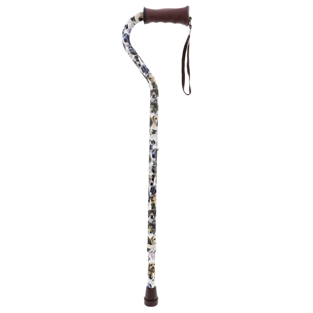 Dog Lovers' Offset Cane - Comfort Grip, Adjustable w/ SafeTbase