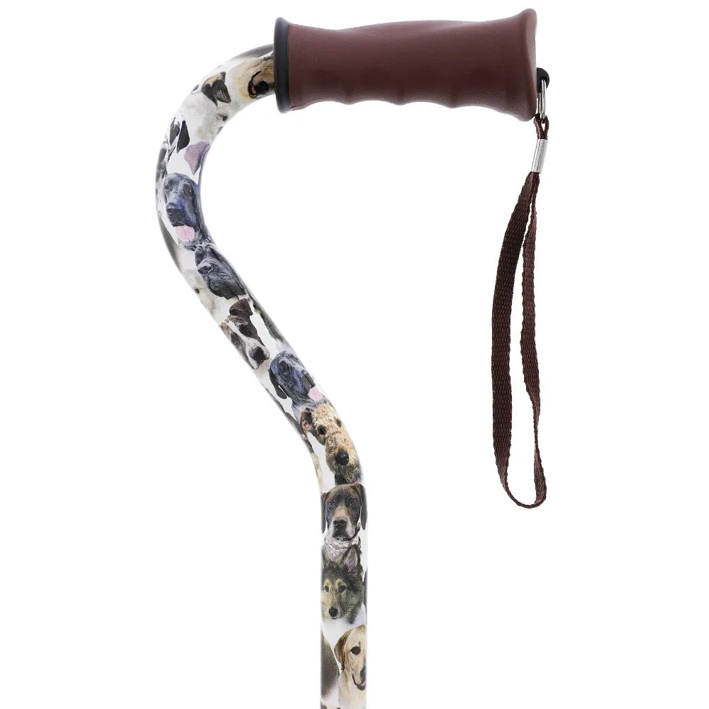 Dog Lovers' Offset Cane - Comfort Grip, Adjustable w/ SafeTbase