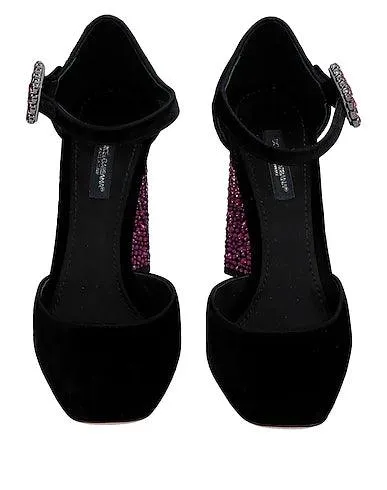 Dolce & Gabbana Black Velvet Crystal Pumps