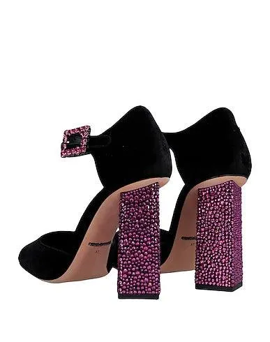 Dolce & Gabbana Black Velvet Crystal Pumps