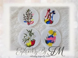 Easter coasters / 4x4 hoop/ combination felt and lace