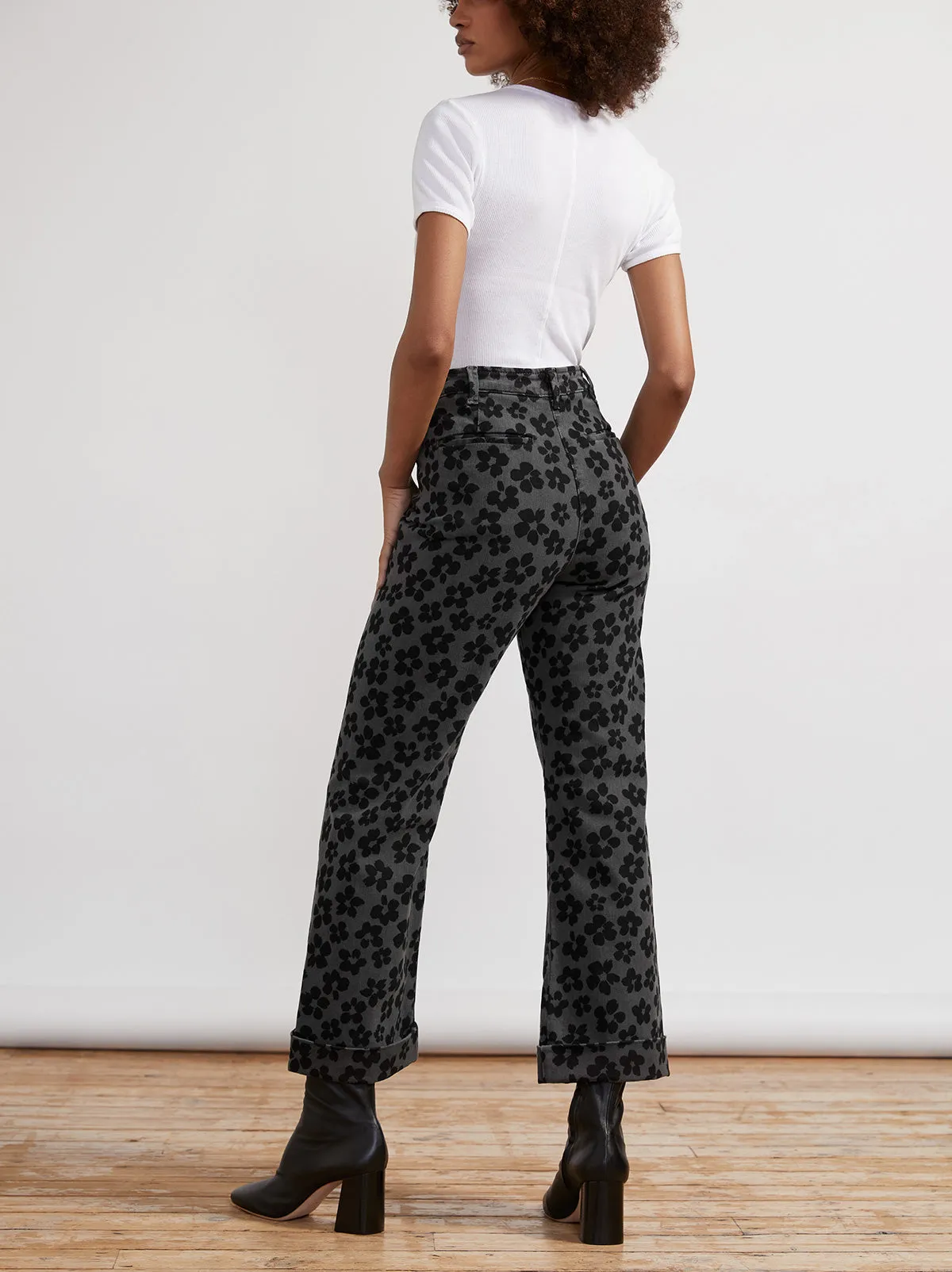 Faith Grey Floral Printed Trousers